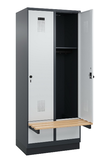 C+P Spind Evolo PLUS 049040-30 integrierte Bank 3 Abt.je 300mm Drehriegel (HxBxT) 1950x900x815mm 9016/6019
