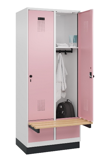 C+P Spind Evolo PLUS 049040-30 integrierte Bank 3 Abt.je 300mm Drehriegel (HxBxT) 1950x900x815mm 9016/6019