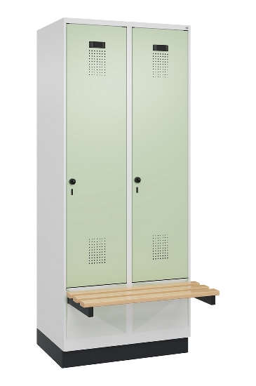 C+P Spind Evolo PLUS 049040-30 integrierte Bank 3 Abt.je 300mm Drehriegel (HxBxT) 1950x900x815mm 9016/6019