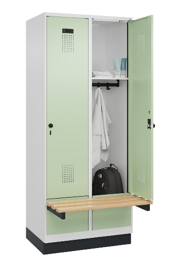 C+P Spind Evolo PLUS 049040-30 integrierte Bank 3 Abt.je 300mm Drehriegel (HxBxT) 1950x900x815mm 9016/6019