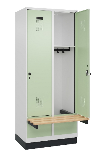 C+P Spind Evolo PLUS 049040-30 integrierte Bank 3 Abt.je 300mm Drehriegel (HxBxT) 1950x900x815mm 9016/6019