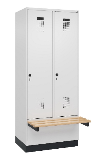 C+P Spind Evolo PLUS 049040-30 integrierte Bank 3 Abt.je 300mm Drehriegel (HxBxT) 1950x900x815mm 9016/6019