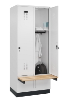 C+P Spind Evolo PLUS 049040-30 integrierte Bank 3 Abt.je 300mm Drehriegel (HxBxT) 1950x900x815mm 9016/6019