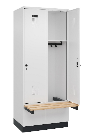 C+P Spind Evolo PLUS 049040-30 integrierte Bank 3 Abt.je 300mm Drehriegel (HxBxT) 1950x900x815mm 9016/6019