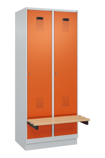 C+P Spind Evolo PLUS 049040-30 integrierte Bank 3 Abt.je 300mm Drehriegel (HxBxT) 1950x900x815mm 9016/6019