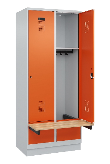 C+P Spind Evolo PLUS 049040-30 integrierte Bank 3 Abt.je 300mm Drehriegel (HxBxT) 1950x900x815mm 9016/6019