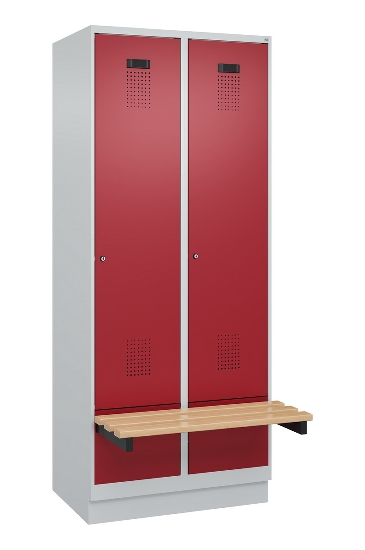 C+P Spind Evolo PLUS 049040-30 integrierte Bank 3 Abt.je 300mm Drehriegel (HxBxT) 1950x900x815mm 9016/6019