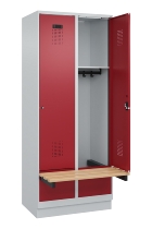 C+P Spind Evolo PLUS 049040-30 integrierte Bank 3 Abt.je 300mm Drehriegel (HxBxT) 1950x900x815mm 9016/6019