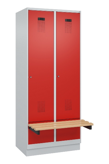 C+P Spind Evolo PLUS 049040-30 integrierte Bank 3 Abt.je 300mm Drehriegel (HxBxT) 1950x900x815mm 9016/6019