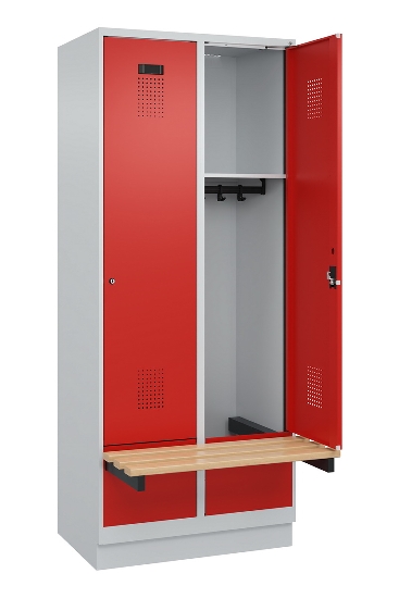 C+P Spind Evolo PLUS 049040-30 integrierte Bank 3 Abt.je 300mm Drehriegel (HxBxT) 1950x900x815mm 9016/6019