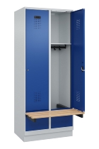 C+P Spind Evolo PLUS 049040-30 integrierte Bank 3 Abt.je 300mm Drehriegel (HxBxT) 1950x900x815mm 9016/6019