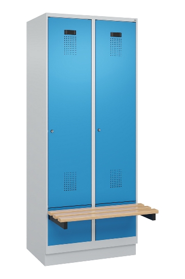 C+P Spind Evolo PLUS 049040-30 integrierte Bank 3 Abt.je 300mm Drehriegel (HxBxT) 1950x900x815mm 9016/6019