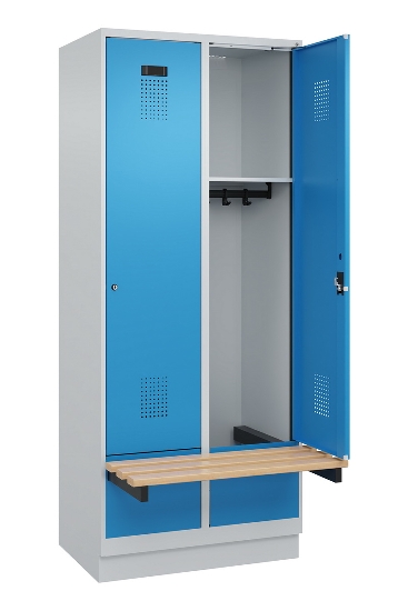 C+P Spind Evolo PLUS 049040-30 integrierte Bank 3 Abt.je 300mm Drehriegel (HxBxT) 1950x900x815mm 9016/6019