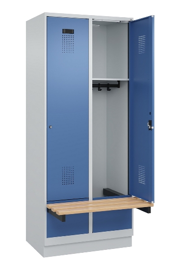 C+P Spind Evolo PLUS 049040-30 integrierte Bank 3 Abt.je 300mm Drehriegel (HxBxT) 1950x900x815mm 9016/6019