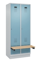 C+P Spind Evolo PLUS 049040-30 integrierte Bank 3 Abt.je 300mm Drehriegel (HxBxT) 1950x900x815mm 9016/6019