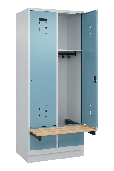 C+P Spind Evolo PLUS 049040-30 integrierte Bank 3 Abt.je 300mm Drehriegel (HxBxT) 1950x900x815mm 9016/6019