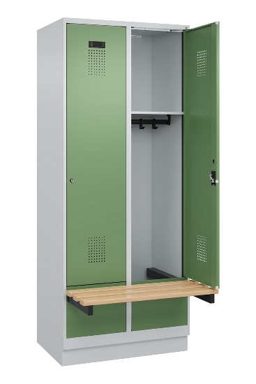 C+P Spind Evolo PLUS 049040-30 integrierte Bank 3 Abt.je 300mm Drehriegel (HxBxT) 1950x900x815mm 9016/6019
