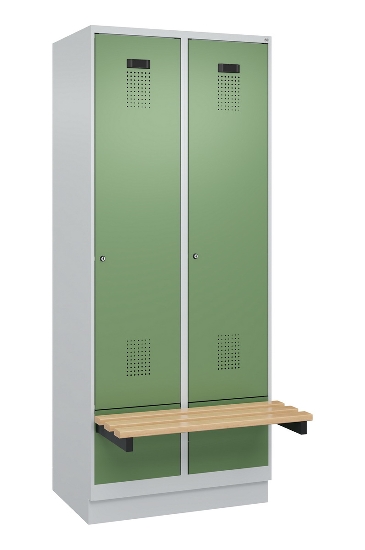 C+P Spind Evolo PLUS 049040-30 integrierte Bank 3 Abt.je 300mm Drehriegel (HxBxT) 1950x900x815mm 9016/6019