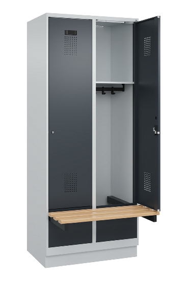 C+P Spind Evolo PLUS 049040-30 integrierte Bank 3 Abt.je 300mm Drehriegel (HxBxT) 1950x900x815mm 9016/6019