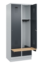C+P Spind Evolo PLUS 049040-30 integrierte Bank 3 Abt.je 300mm Drehriegel (HxBxT) 1950x900x815mm 9016/6019