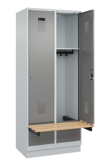 C+P Spind Evolo PLUS 049040-30 integrierte Bank 3 Abt.je 300mm Drehriegel (HxBxT) 1950x900x815mm 9016/6019