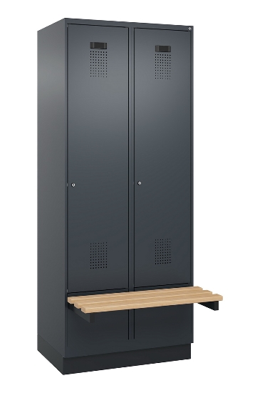 C+P Spind Evolo PLUS 049040-30 integrierte Bank 3 Abt.je 300mm Drehriegel (HxBxT) 1950x900x815mm 9016/6019