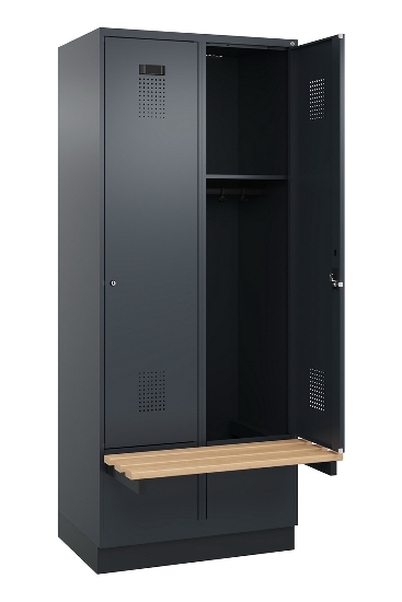 C+P Spind Evolo PLUS 049040-30 integrierte Bank 3 Abt.je 300mm Drehriegel (HxBxT) 1950x900x815mm 9016/6019