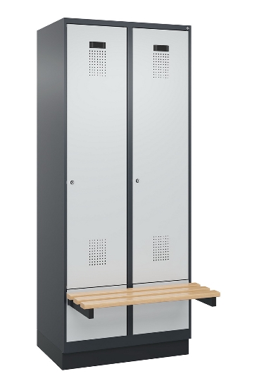 C+P Spind Evolo PLUS 049040-30 integrierte Bank 3 Abt.je 300mm Drehriegel (HxBxT) 1950x900x815mm 9016/6019