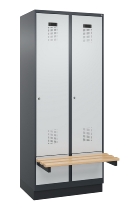 C+P Spind Evolo PLUS 049040-30 integrierte Bank 3 Abt.je 300mm Drehriegel (HxBxT) 1950x900x815mm 9016/6019