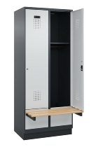 C+P Spind Evolo PLUS 049040-30 integrierte Bank 3 Abt.je 300mm Drehriegel (HxBxT) 1950x900x815mm 9016/6019
