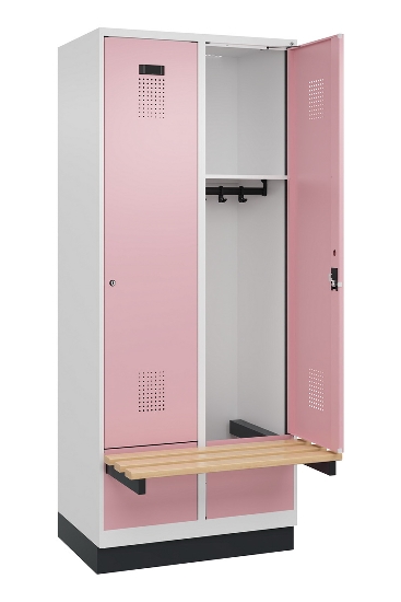 C+P Spind Evolo PLUS 049040-30 integrierte Bank 3 Abt.je 300mm Drehriegel (HxBxT) 1950x900x815mm 9016/6019