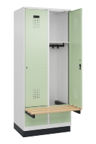 C+P Spind Evolo PLUS 049040-30 integrierte Bank 3 Abt.je 300mm Drehriegel (HxBxT) 1950x900x815mm 9016/6019