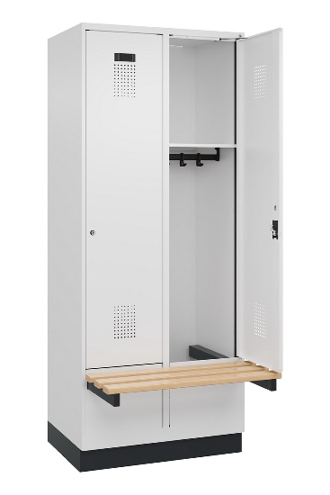 C+P Spind Evolo PLUS 049040-30 integrierte Bank 3 Abt.je 300mm Drehriegel (HxBxT) 1950x900x815mm 9016/6019