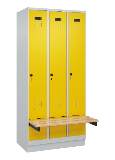 C+P Spind Evolo PLUS 049040-30 integrierte Bank 3 Abt.je 300mm Drehriegel (HxBxT) 1950x900x815mm 9016/6019