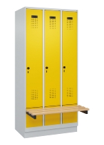C+P Spind Evolo PLUS 049040-30 integrierte Bank 3 Abt.je 300mm Drehriegel (HxBxT) 1950x900x815mm 9016/6019