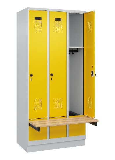 C+P Spind Evolo PLUS 049040-30 integrierte Bank 3 Abt.je 300mm Drehriegel (HxBxT) 1950x900x815mm 9016/6019