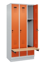 C+P Spind Evolo PLUS 049040-30 integrierte Bank 3 Abt.je 300mm Drehriegel (HxBxT) 1950x900x815mm 9016/6019