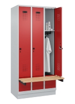 C+P Spind Evolo PLUS 049040-30 integrierte Bank 3 Abt.je 300mm Drehriegel (HxBxT) 1950x900x815mm 9016/6019