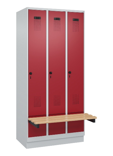 C+P Spind Evolo PLUS 049040-30 integrierte Bank 3 Abt.je 300mm Drehriegel (HxBxT) 1950x900x815mm 9016/6019