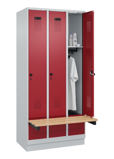 C+P Spind Evolo PLUS 049040-30 integrierte Bank 3 Abt.je 300mm Drehriegel (HxBxT) 1950x900x815mm 9016/6019