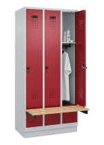 C+P Spind Evolo PLUS 049040-30 integrierte Bank 3 Abt.je 300mm Drehriegel (HxBxT) 1950x900x815mm 9016/6019
