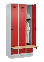 C+P Spind Evolo PLUS 049040-30 integrierte Bank 3 Abt.je 300mm Drehriegel (HxBxT) 1950x900x815mm 9016/6019
