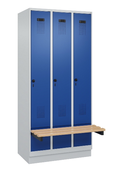 C+P Spind Evolo PLUS 049040-30 integrierte Bank 3 Abt.je 300mm Drehriegel (HxBxT) 1950x900x815mm 9016/6019