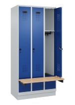 C+P Spind Evolo PLUS 049040-30 integrierte Bank 3 Abt.je 300mm Drehriegel (HxBxT) 1950x900x815mm 9016/6019