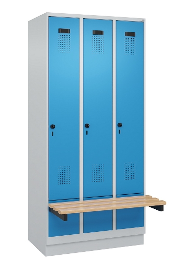C+P Spind Evolo PLUS 049040-30 integrierte Bank 3 Abt.je 300mm Drehriegel (HxBxT) 1950x900x815mm 9016/6019