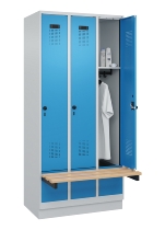 C+P Spind Evolo PLUS 049040-30 integrierte Bank 3 Abt.je 300mm Drehriegel (HxBxT) 1950x900x815mm 9016/6019