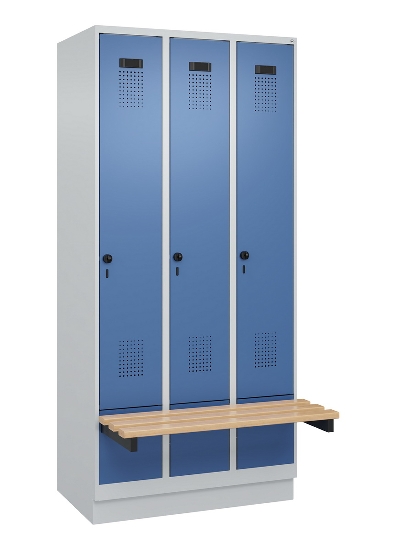 C+P Spind Evolo PLUS 049040-30 integrierte Bank 3 Abt.je 300mm Drehriegel (HxBxT) 1950x900x815mm 9016/6019