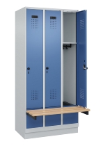 C+P Spind Evolo PLUS 049040-30 integrierte Bank 3 Abt.je 300mm Drehriegel (HxBxT) 1950x900x815mm 9016/6019