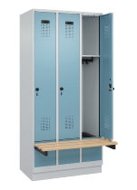 C+P Spind Evolo PLUS 049040-30 integrierte Bank 3 Abt.je 300mm Drehriegel (HxBxT) 1950x900x815mm 9016/6019