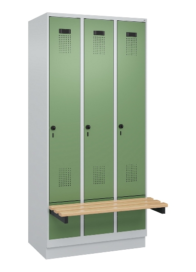 C+P Spind Evolo PLUS 049040-30 integrierte Bank 3 Abt.je 300mm Drehriegel (HxBxT) 1950x900x815mm 9016/6019